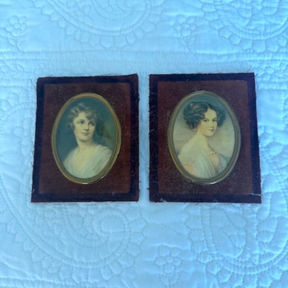 Antique Victorian style Cameo Pictures-Velvet and Ornate